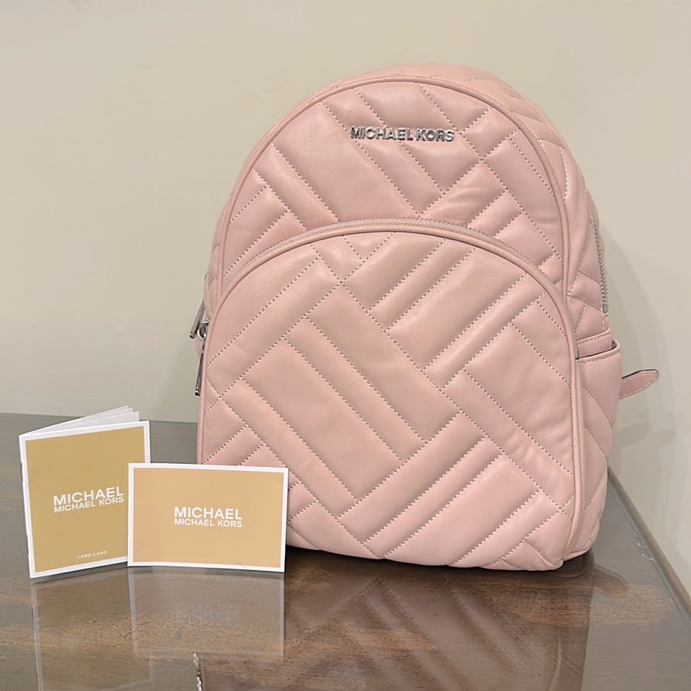 Michael Kors Abbey Quilted Pink Mini Backpack